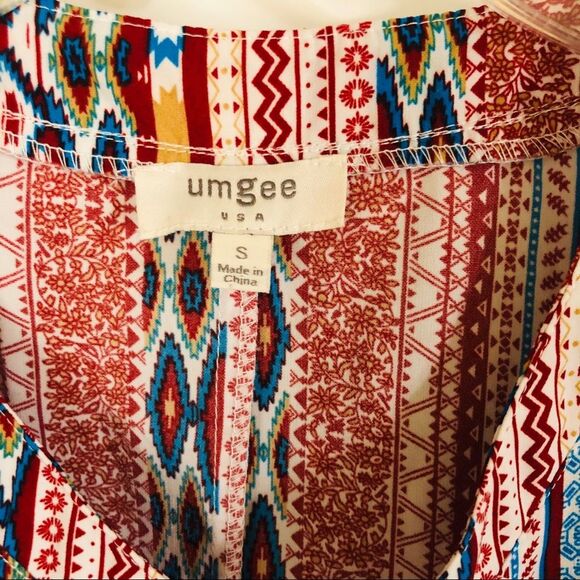 Umgee Women's Short Sleeve Mini Shift Dress in Size Small Southwestern Print - Picture 3 of 8